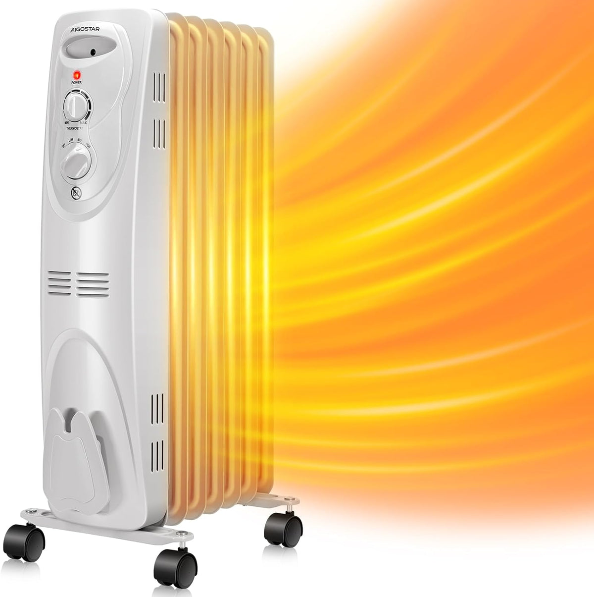 1500W Oil Filled Radiator Heater with 3 Heat Settings K1886