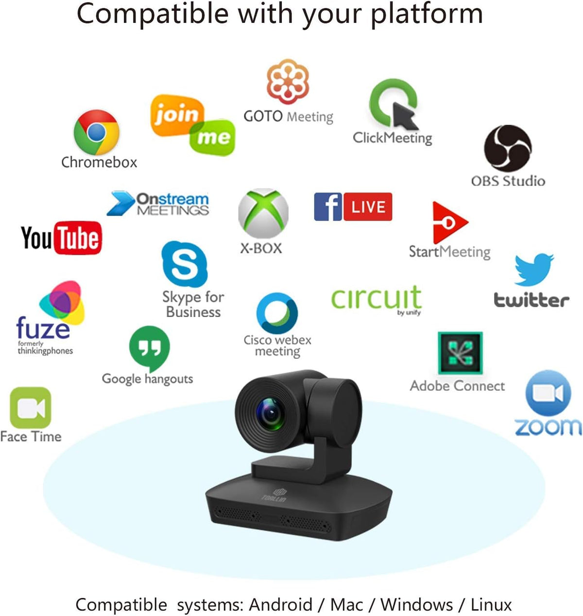 1080P PTZ Conference Room Camera with 4 Microphones Array B84102