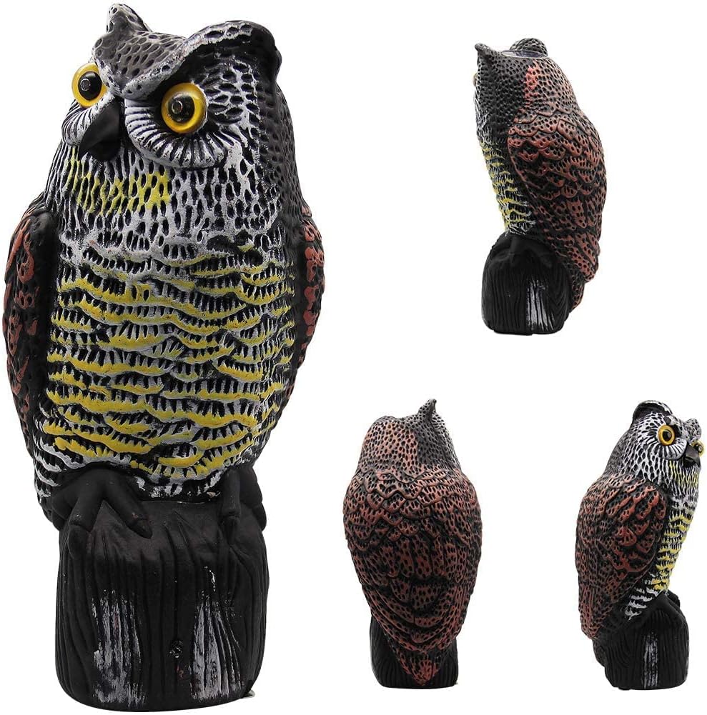 Solar Powered Owl Statue with Red Eyes O751