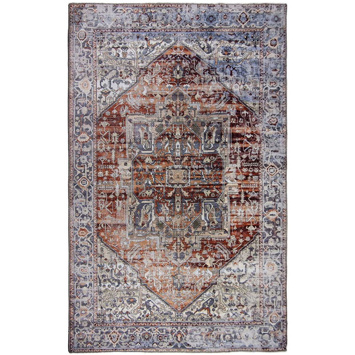 Abstract Washable Area Rug Coral 4' x 6' Medium Rugs Carpet Z41051