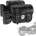 2 Pack Black Synthetic Leather Lockable Motorcycle Saddlebags V385118