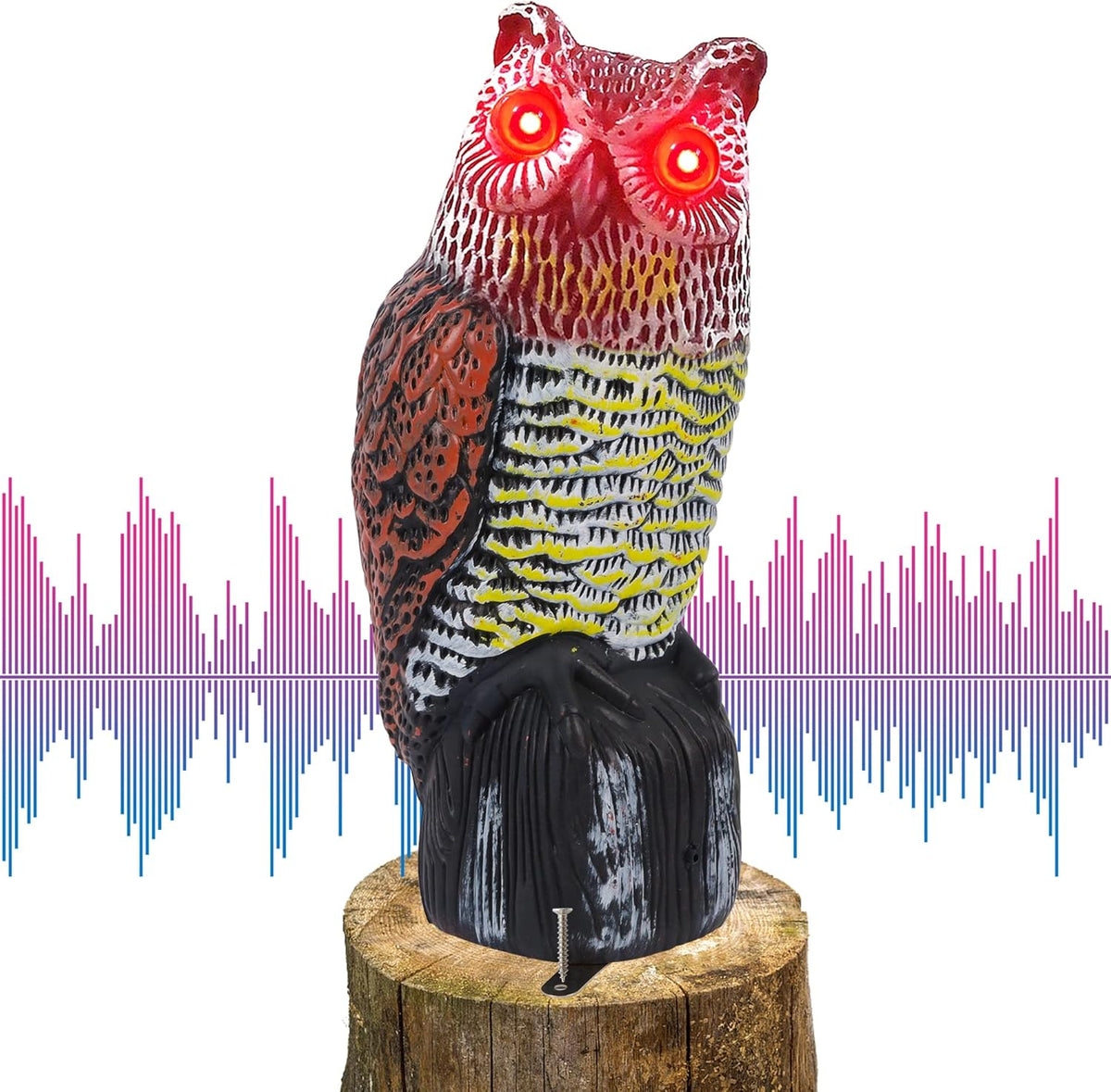 Solar Powered Owl Statue with Red Eyes O751
