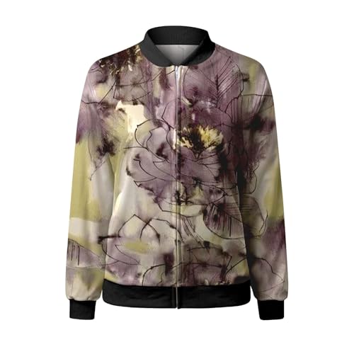 Floral Print Lightweight Zip up Bomber Jacket S3285
