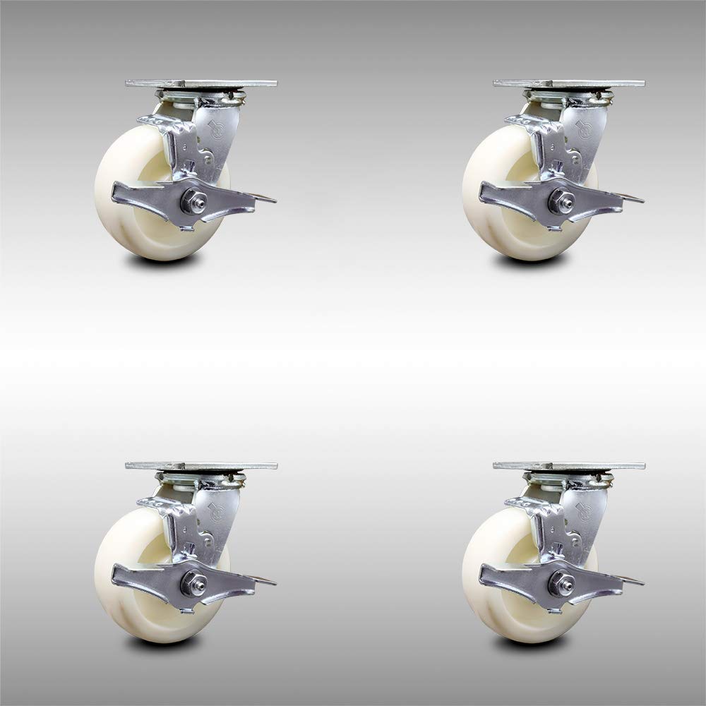 Stainless Steel Swivel Top Plate Caster with 5 x 2 White Wheel H45729