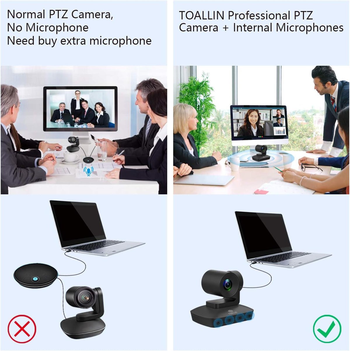 1080P PTZ Conference Room Camera with 4 Microphones Array B84102