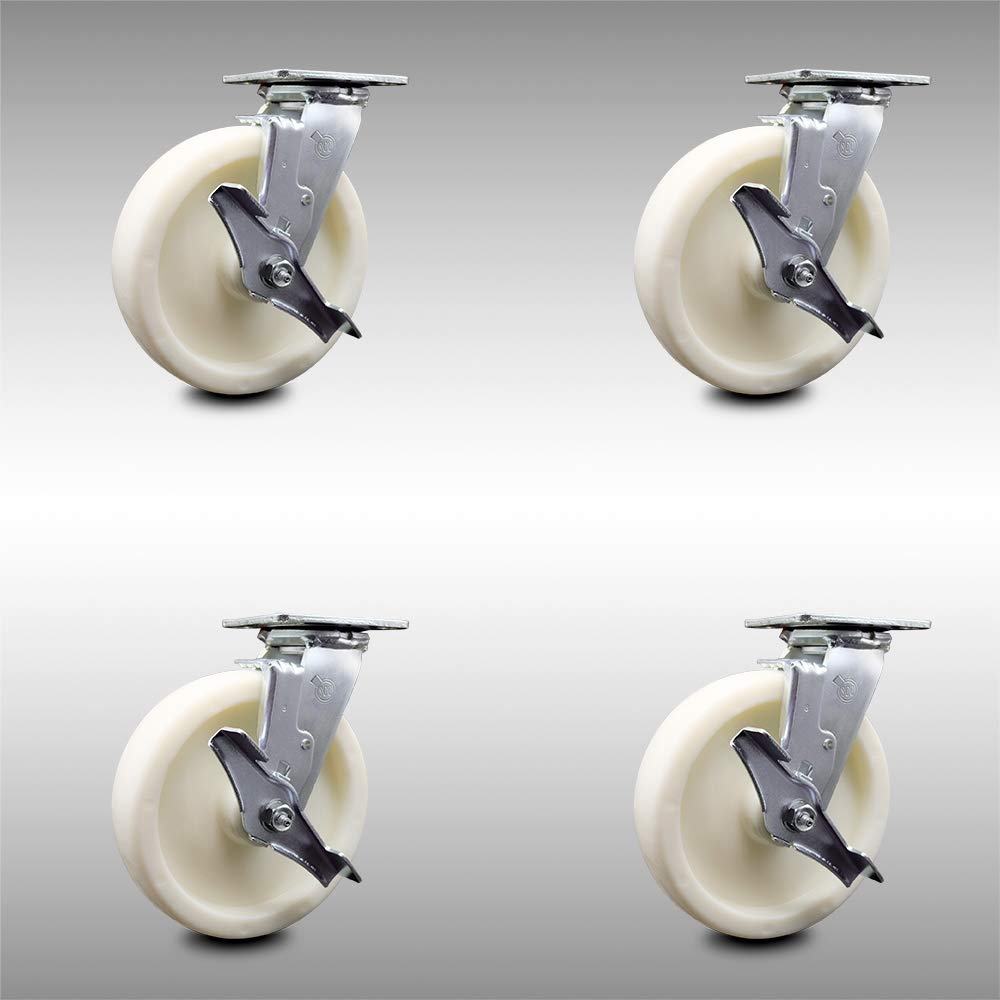 Stainless Steel Swivel Top Plate Caster with 5 x 2 White Wheel H45729