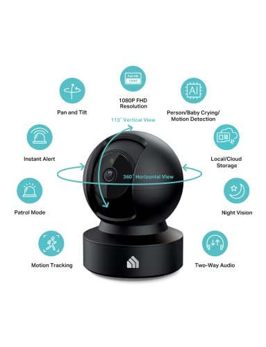 1080p HD Smart Security Camera with Night Vision, White C991613