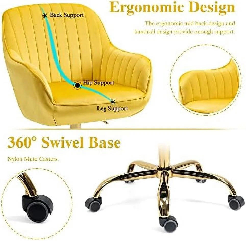 Beige Upholstered Boucle Swivel Desk Chair Q351822