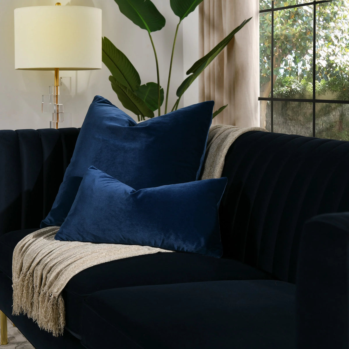22" Feather Down Lumbar Throw Pillow Storm Gray V934