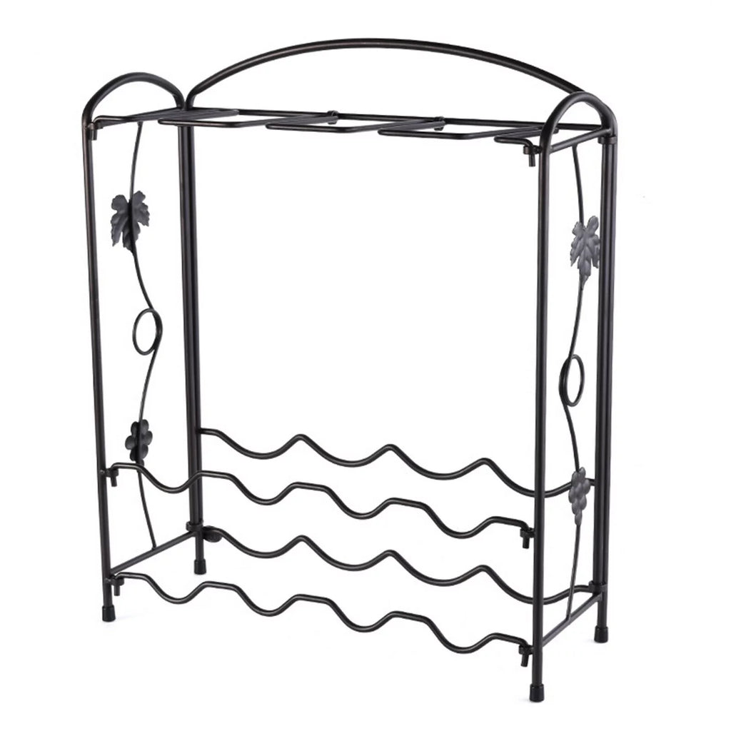 Metal Wine Rack with Glass Holder for 8 Bottles and 8 Glasses A2499