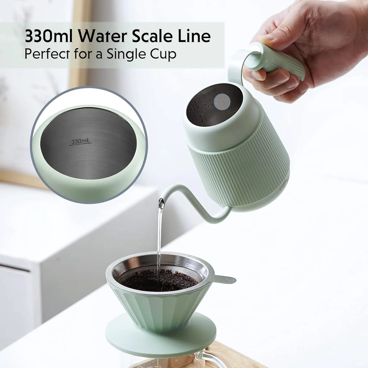 Portable Gooseneck Stainless Steel Coffee Kettle 330ml V180489