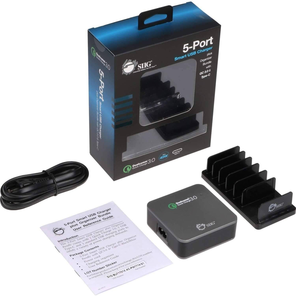 5-Port USB Charger with QC3.0 & Type-C - Black U150