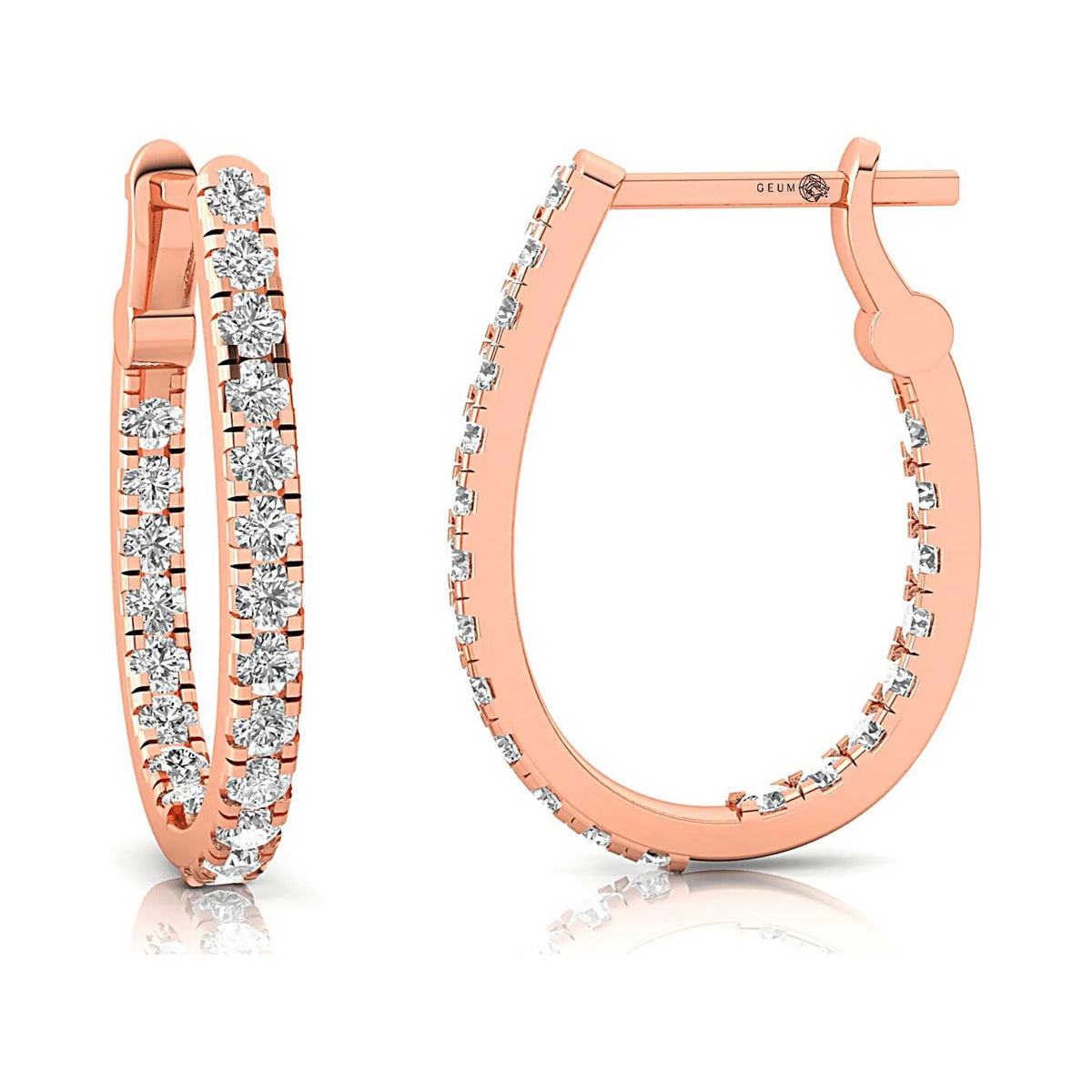 14k Rose Gold Diamond Huggie Earring S703