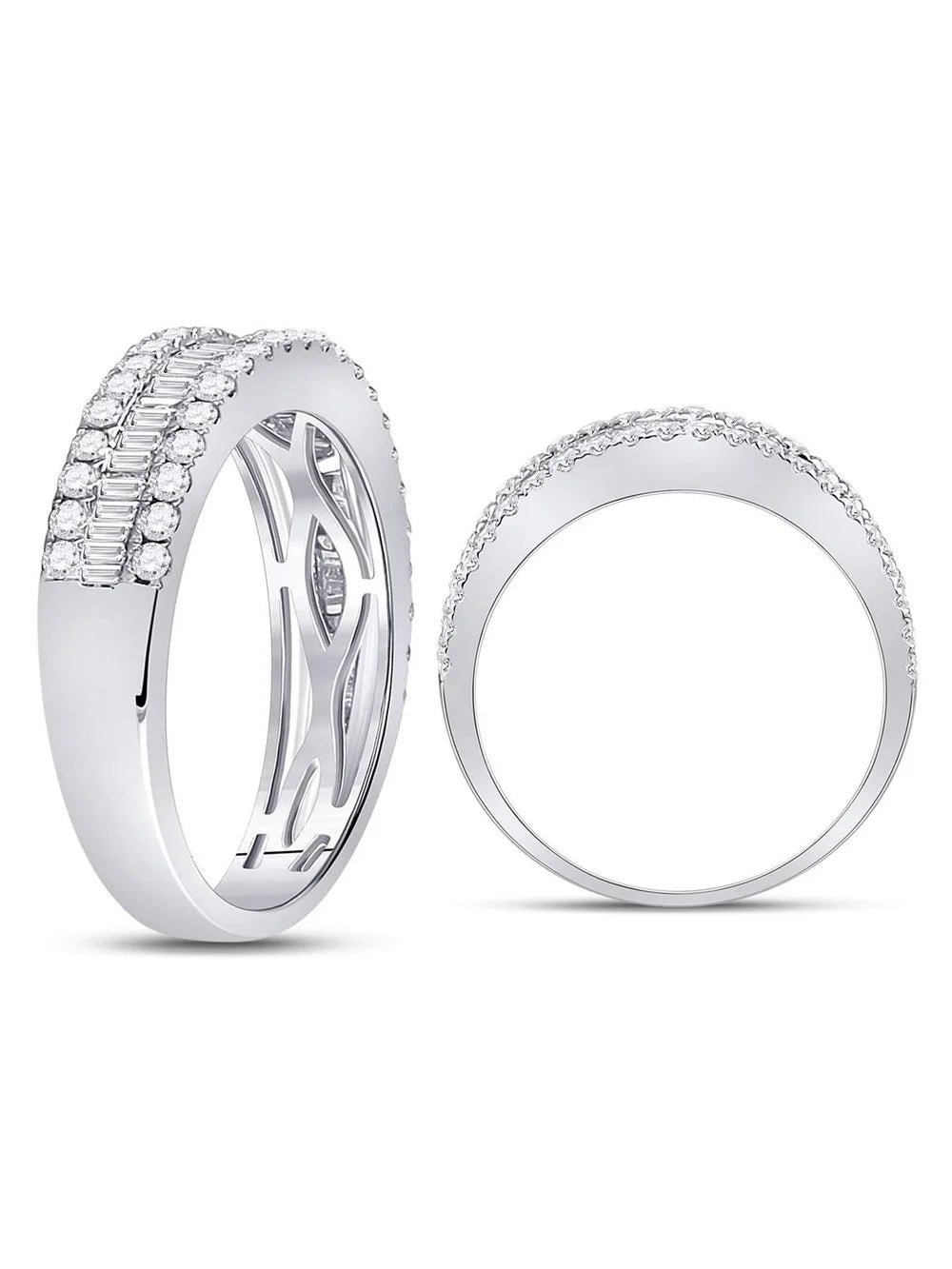14K White Gold Diamond Wedding Band Ring C252390