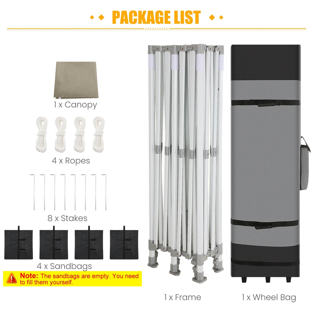 10x20 Pop up Canopy Tent Heavy Duty Waterproof UV 50+ Khaki G91798