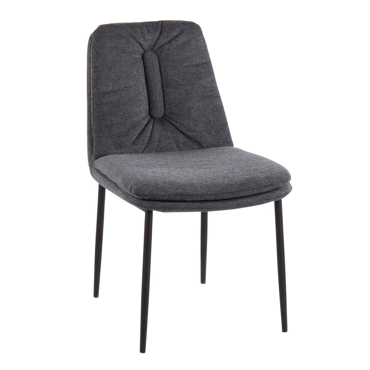 Cream Fabric and Black Steel Dining Chair Set of 2 I5502