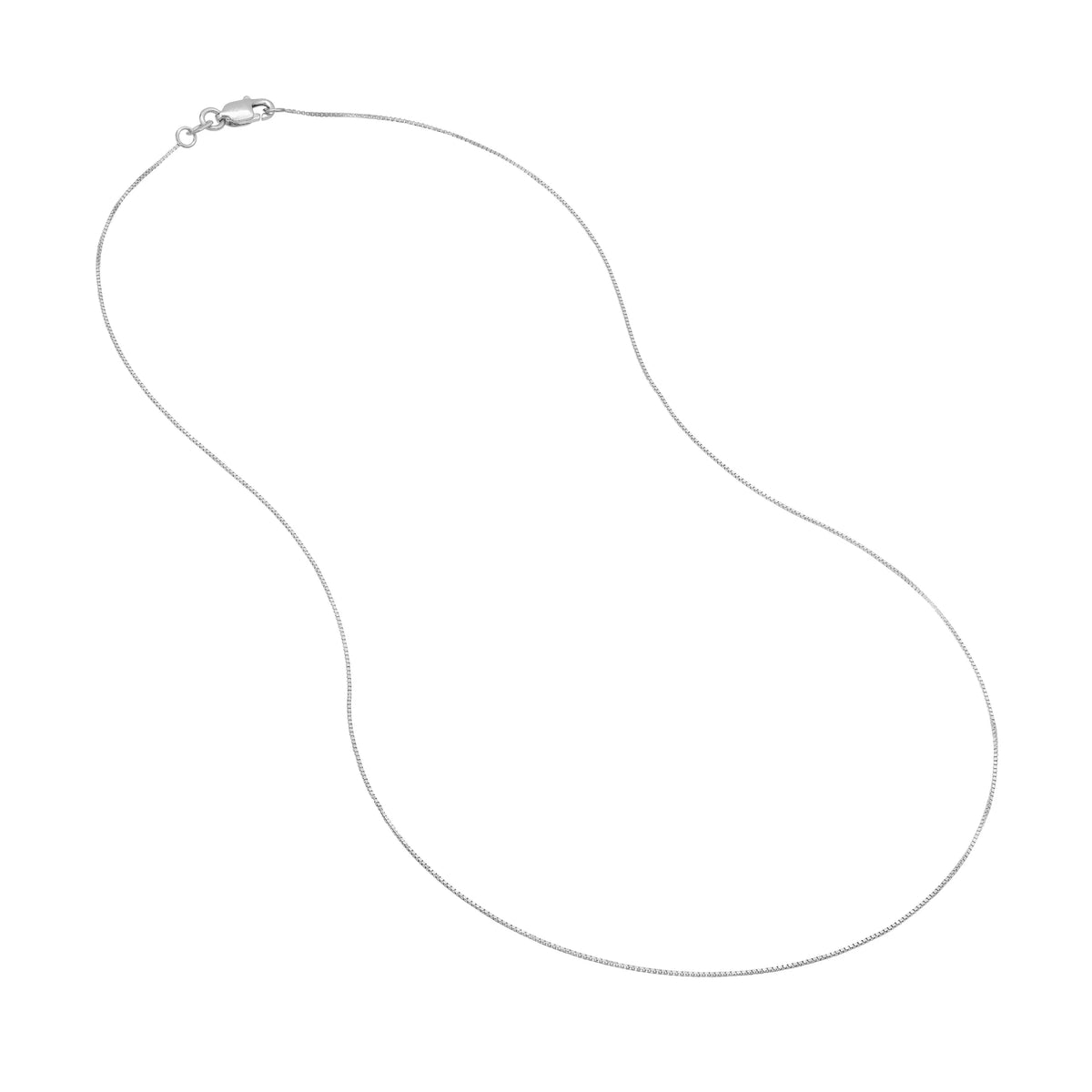 18K White Gold 0.55mm Box Chain Necklace with Lobster Lock N9168