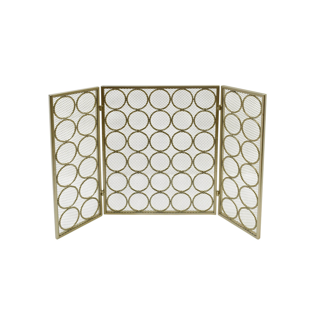 Black Silver Three Panel Iron Firescreen S124176