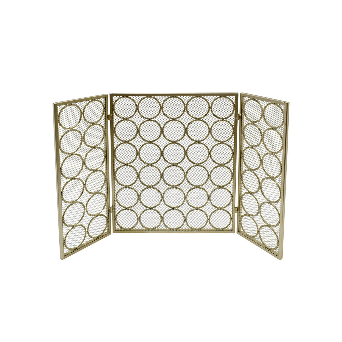 Black Silver Three Panel Iron Firescreen S124176