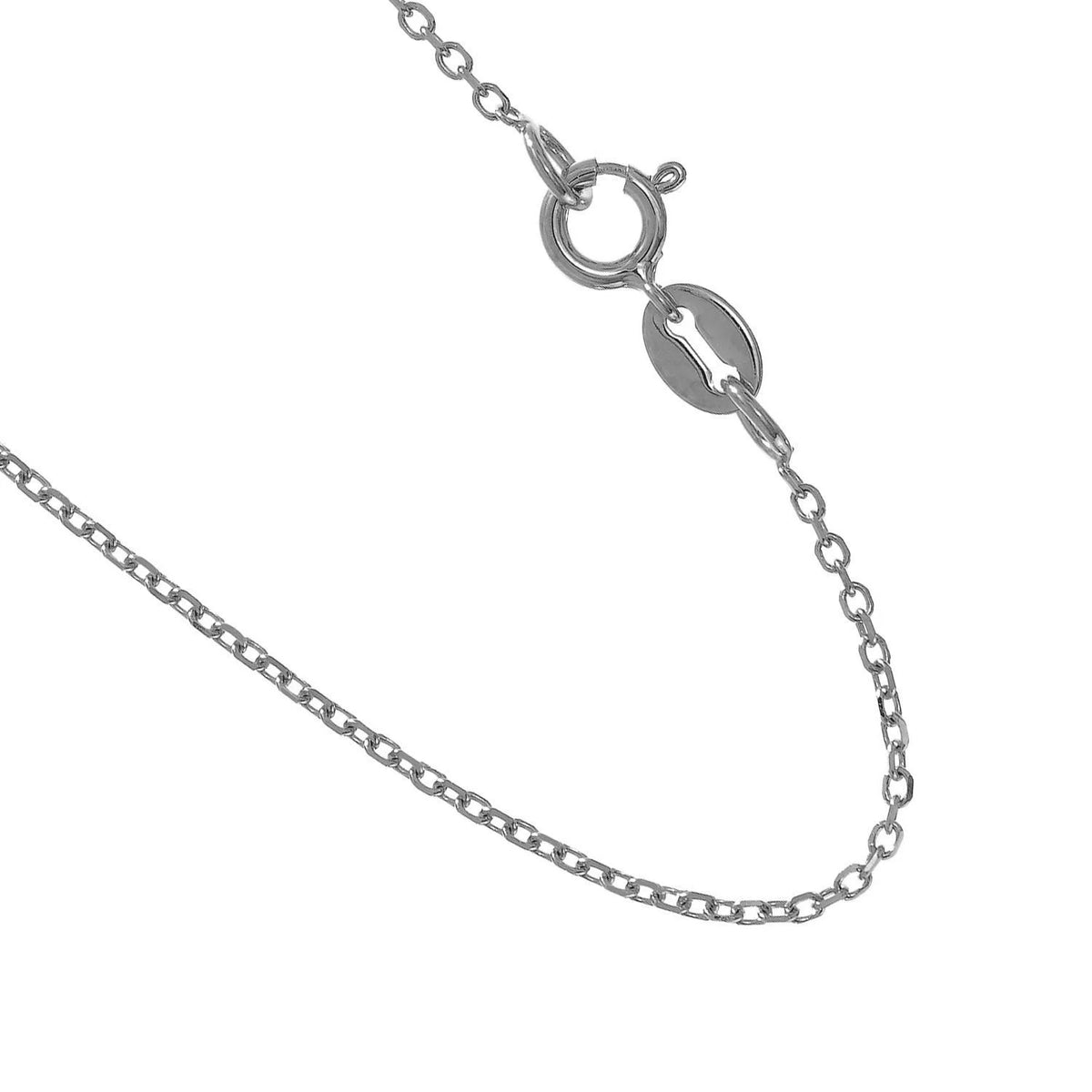 14k Solid White Gold Cable Chain Necklace, 13 Inches N719