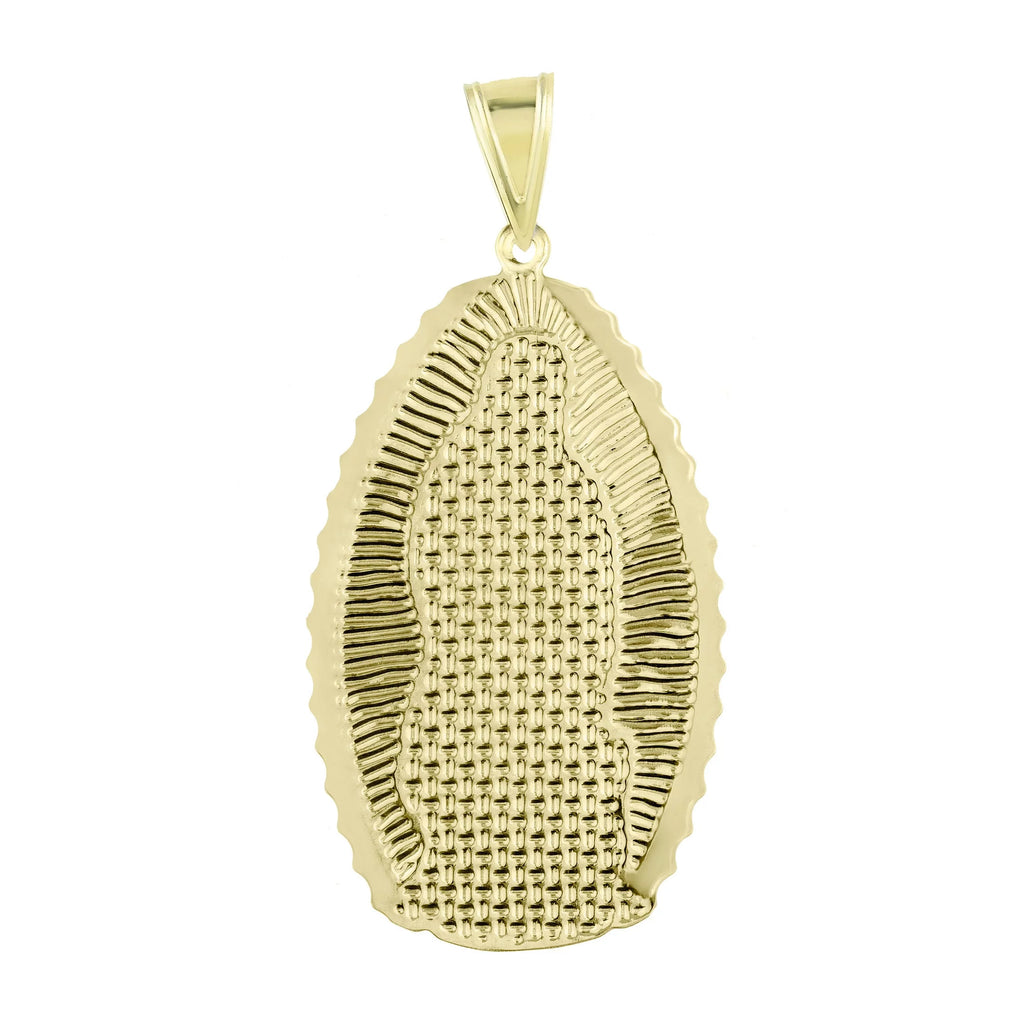 Virgin Mary Medallion Pendant 10K Yellow White Gold V223547