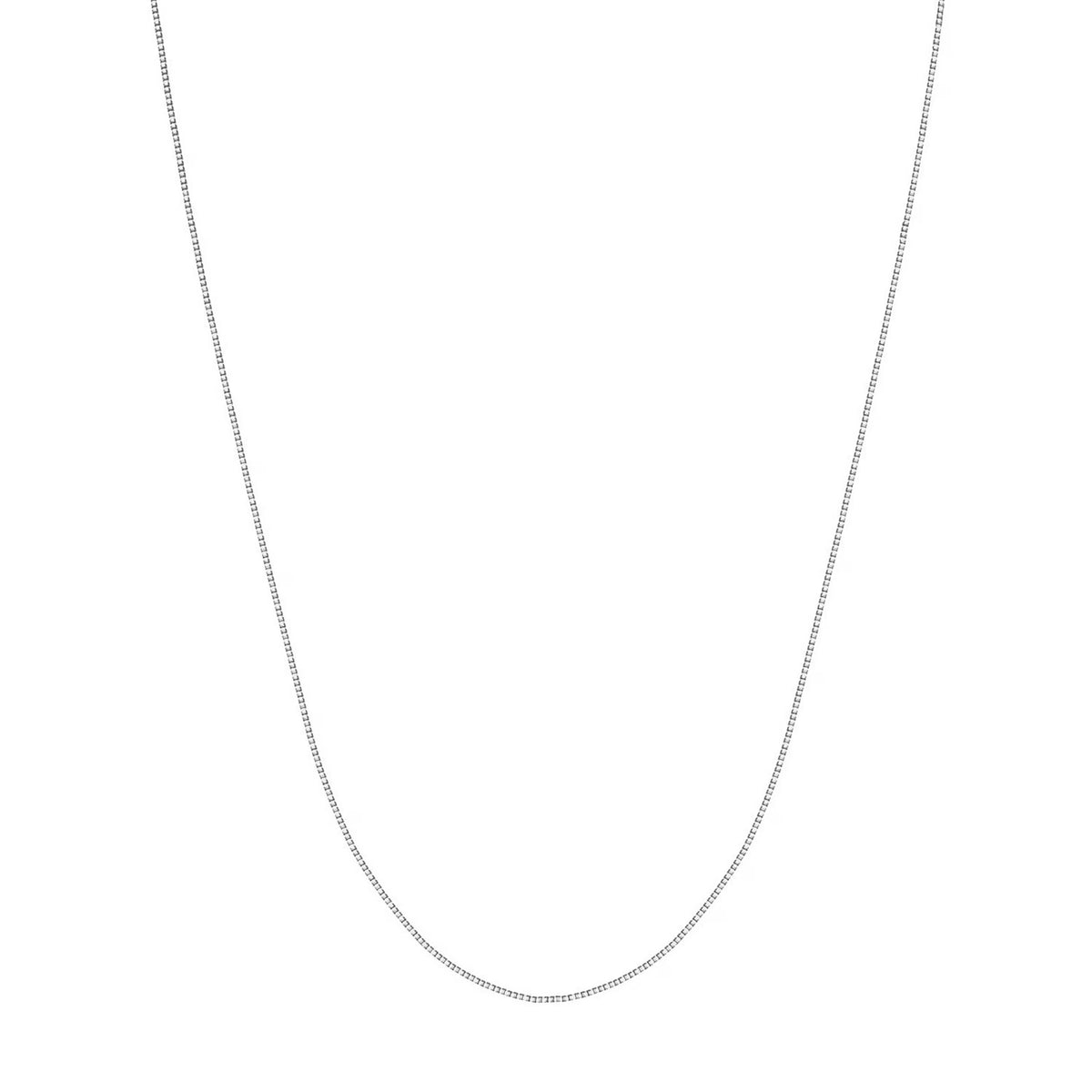 18K White Gold 0.55mm Box Chain Necklace with Lobster Lock N9168