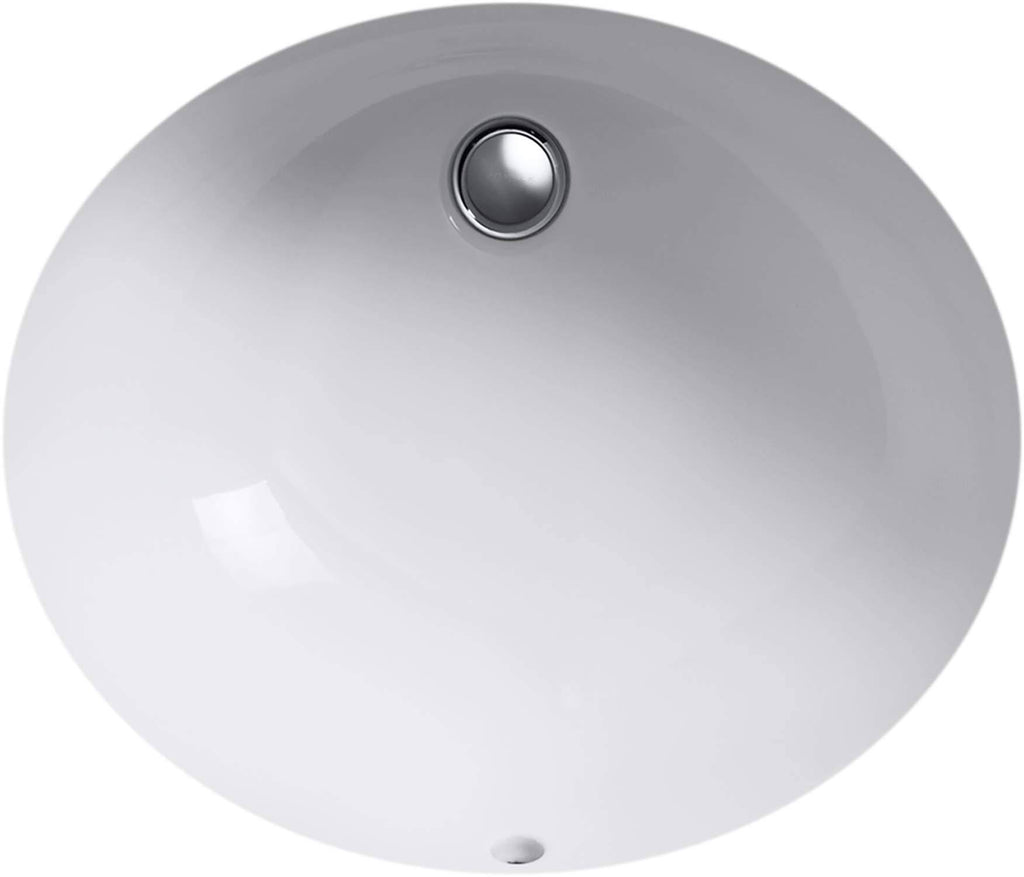 White Undermount Oval Bathroom Sink with Overflow B111