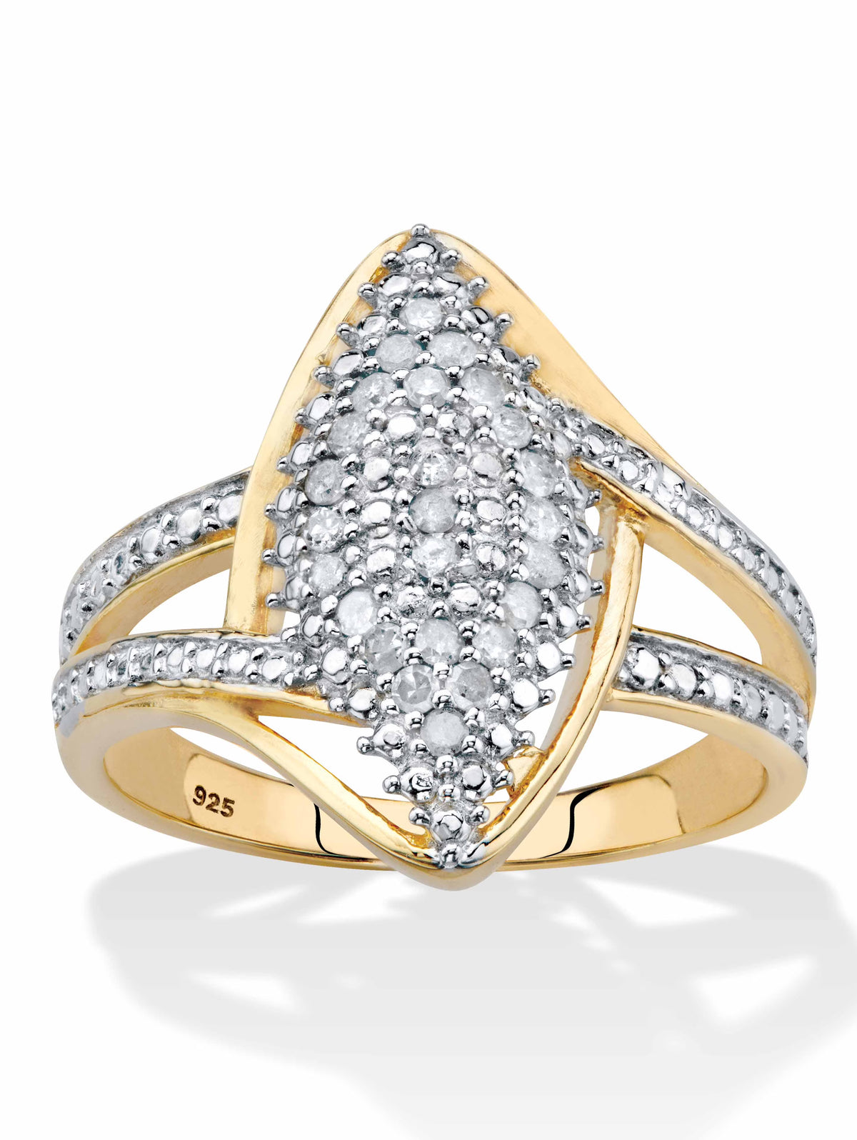 14k Gold-plated Sterling Silver Round Diamond Cluster Ring R134458