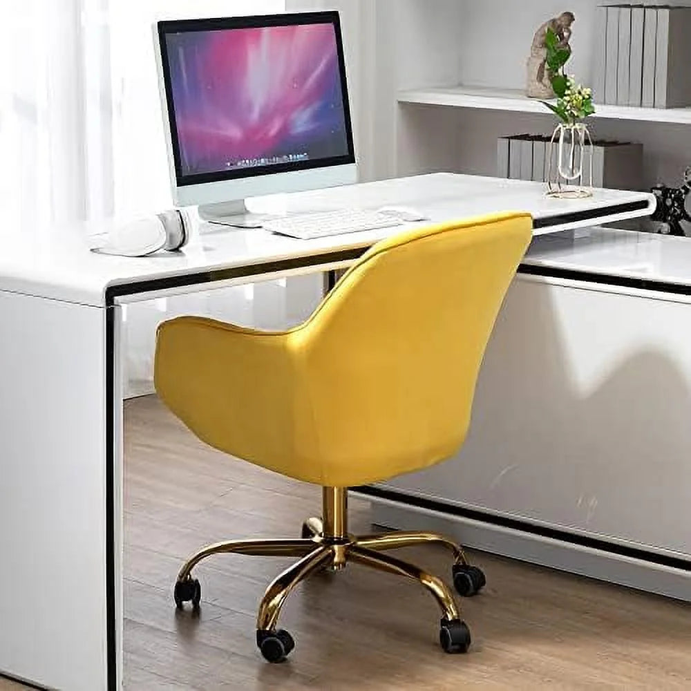 Beige Upholstered Boucle Swivel Desk Chair Q351822
