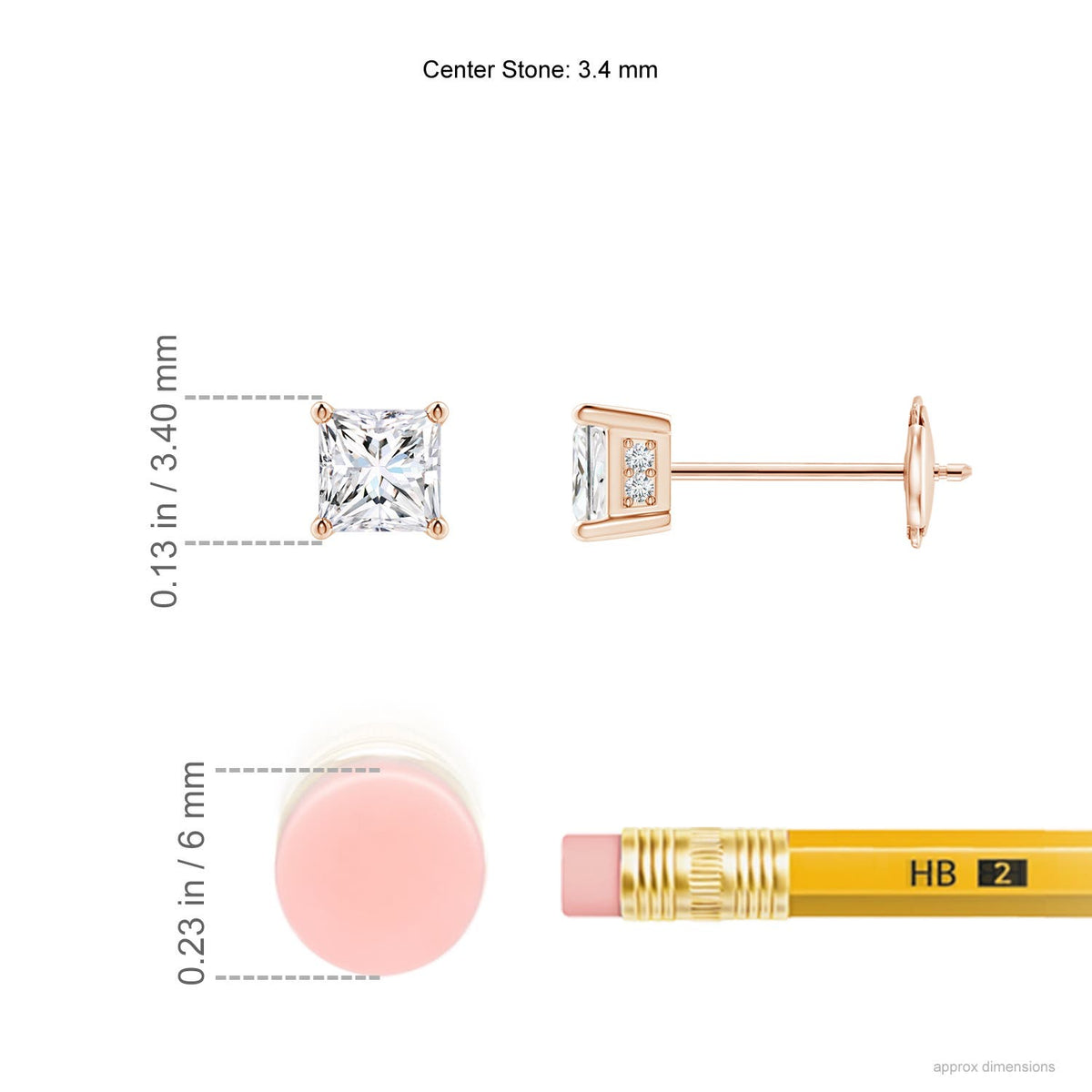 14K Rose Gold Diamond Solitaire Stud Earrings Q952586