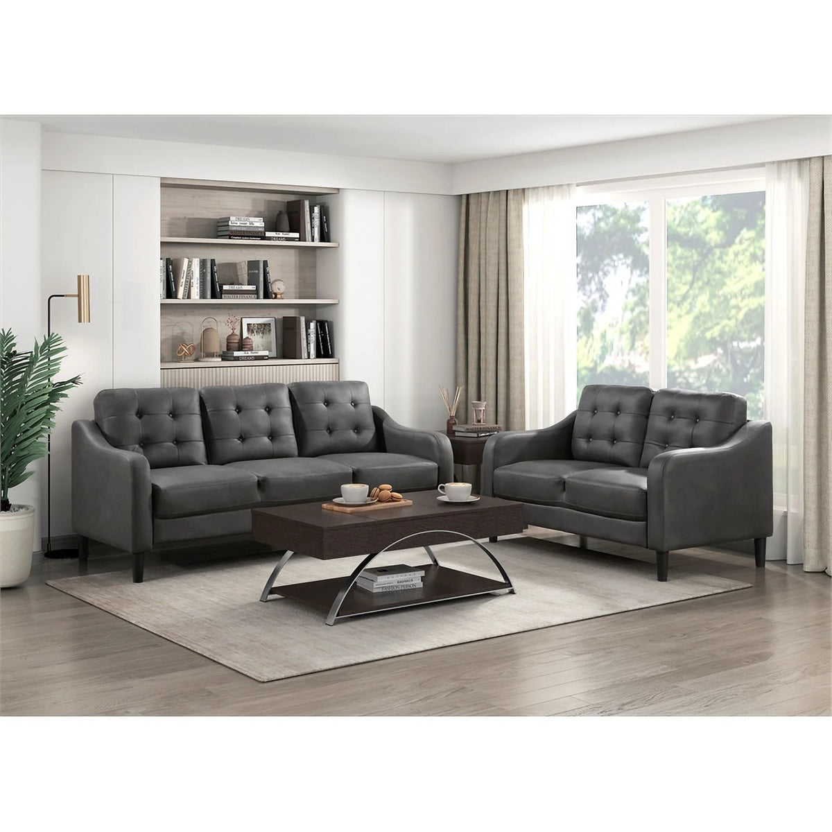 Gray 2-Piece Microfiber Sofa Set O4067