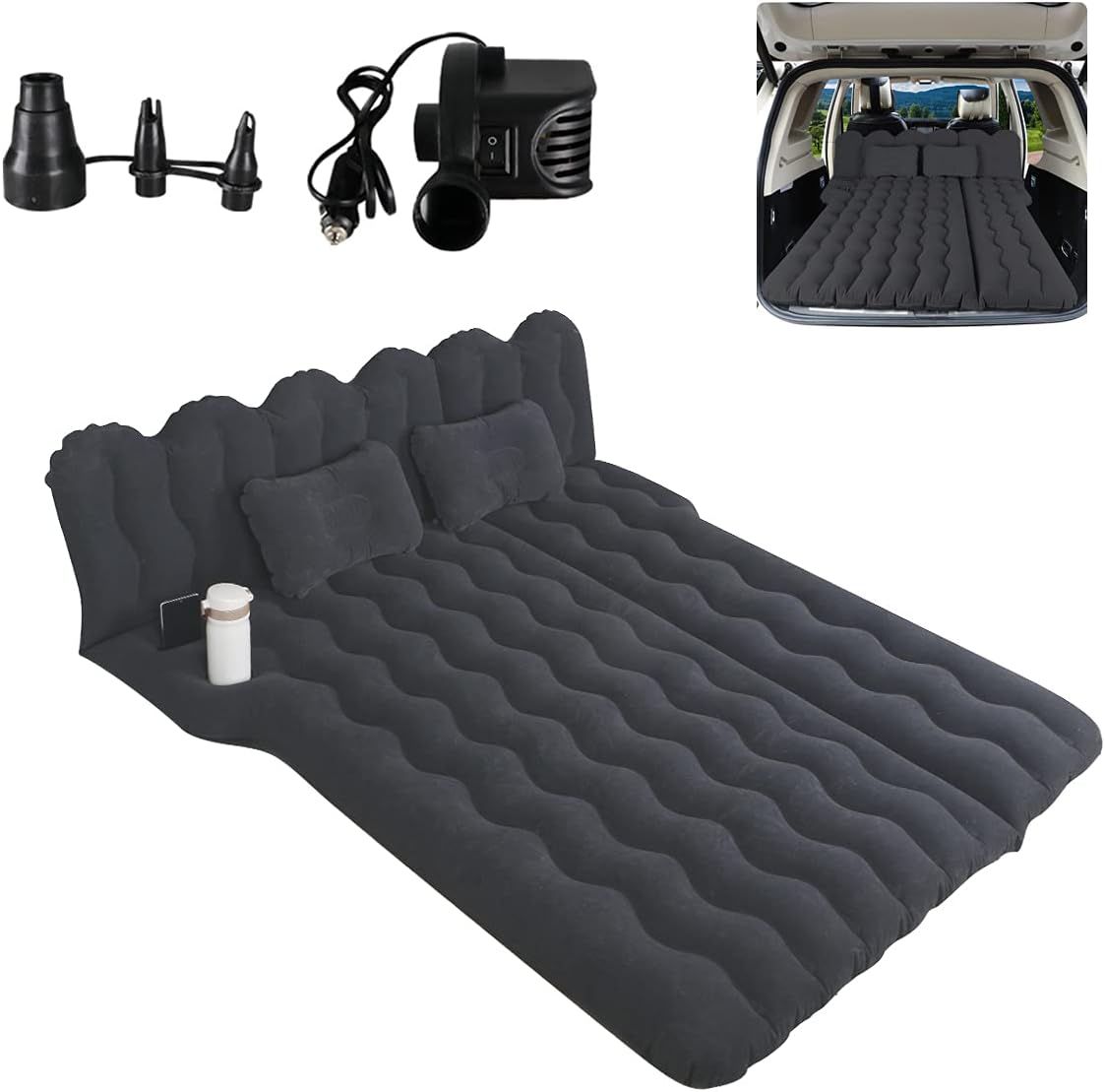 Grey Inflatable Car Mattress with Electric Air Pump A87338