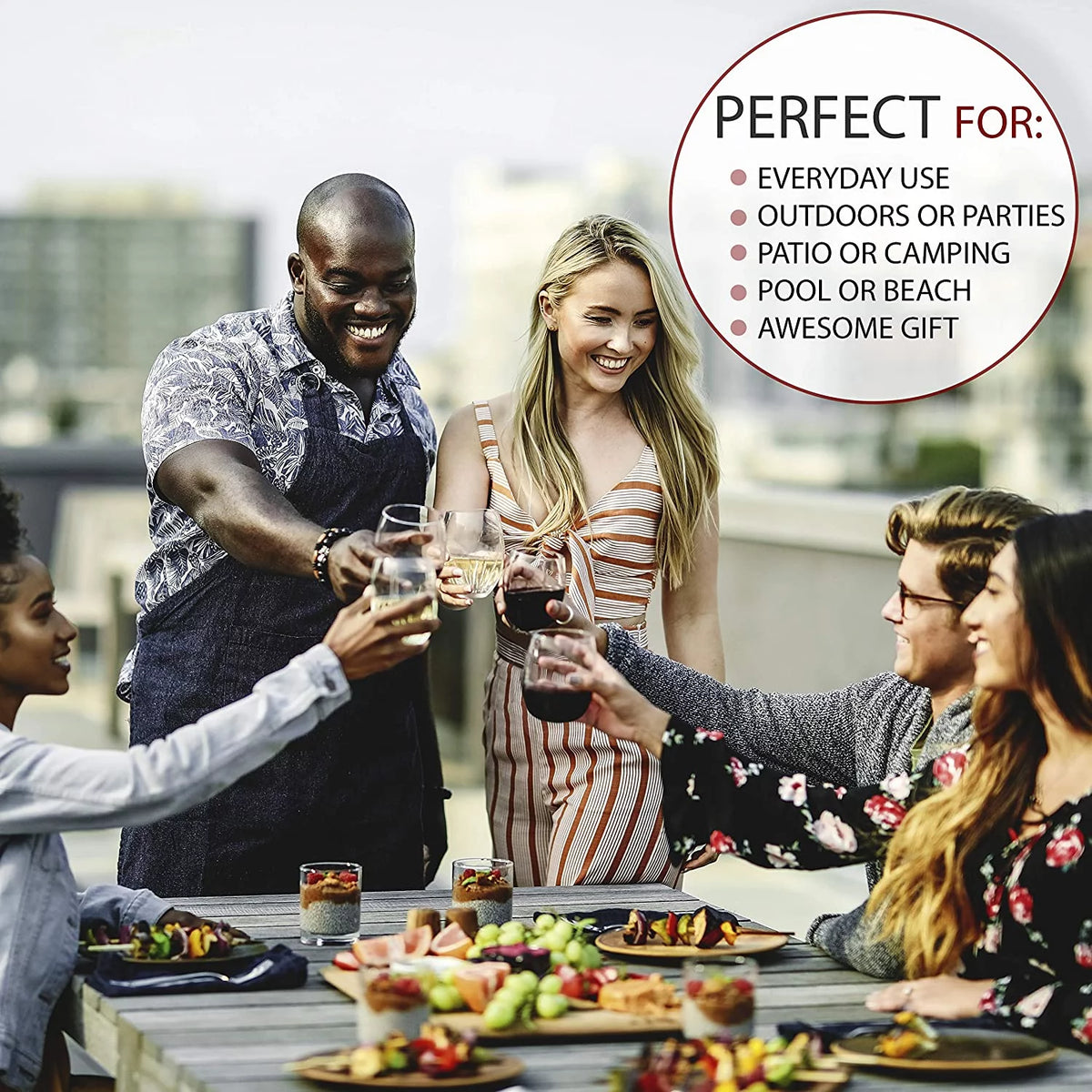 16 oz BPA-Free Stemless Plastic Wine Glasses Set of 12 I277