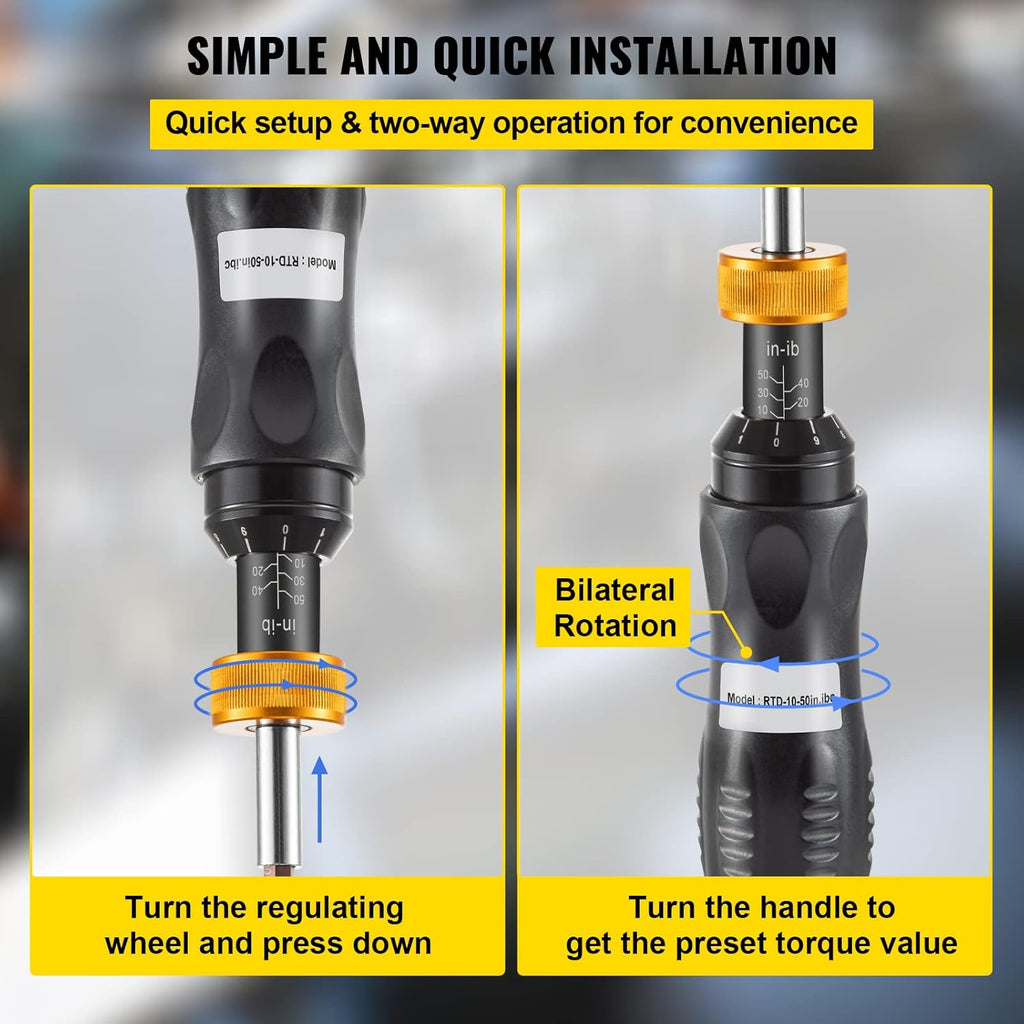 1/4" Drive Torque Screwdriver, 10-50 in/lbs, Pack of 2 P65585