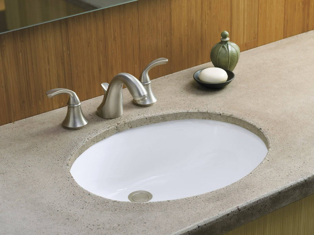 White Undermount Oval Bathroom Sink with Overflow B111