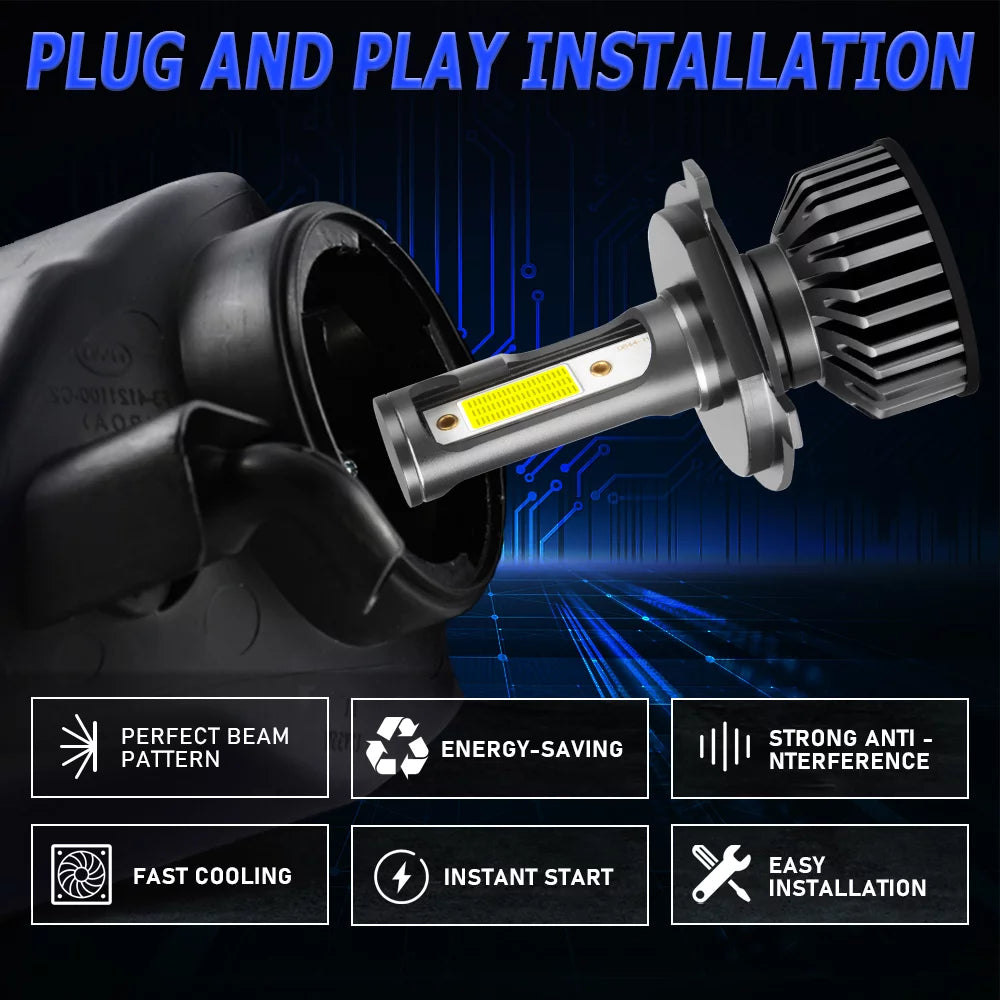 H4/9003 LED Headlight Bulbs 10000 Lumen 60W 6500K Cool White Pack of 2 O12012