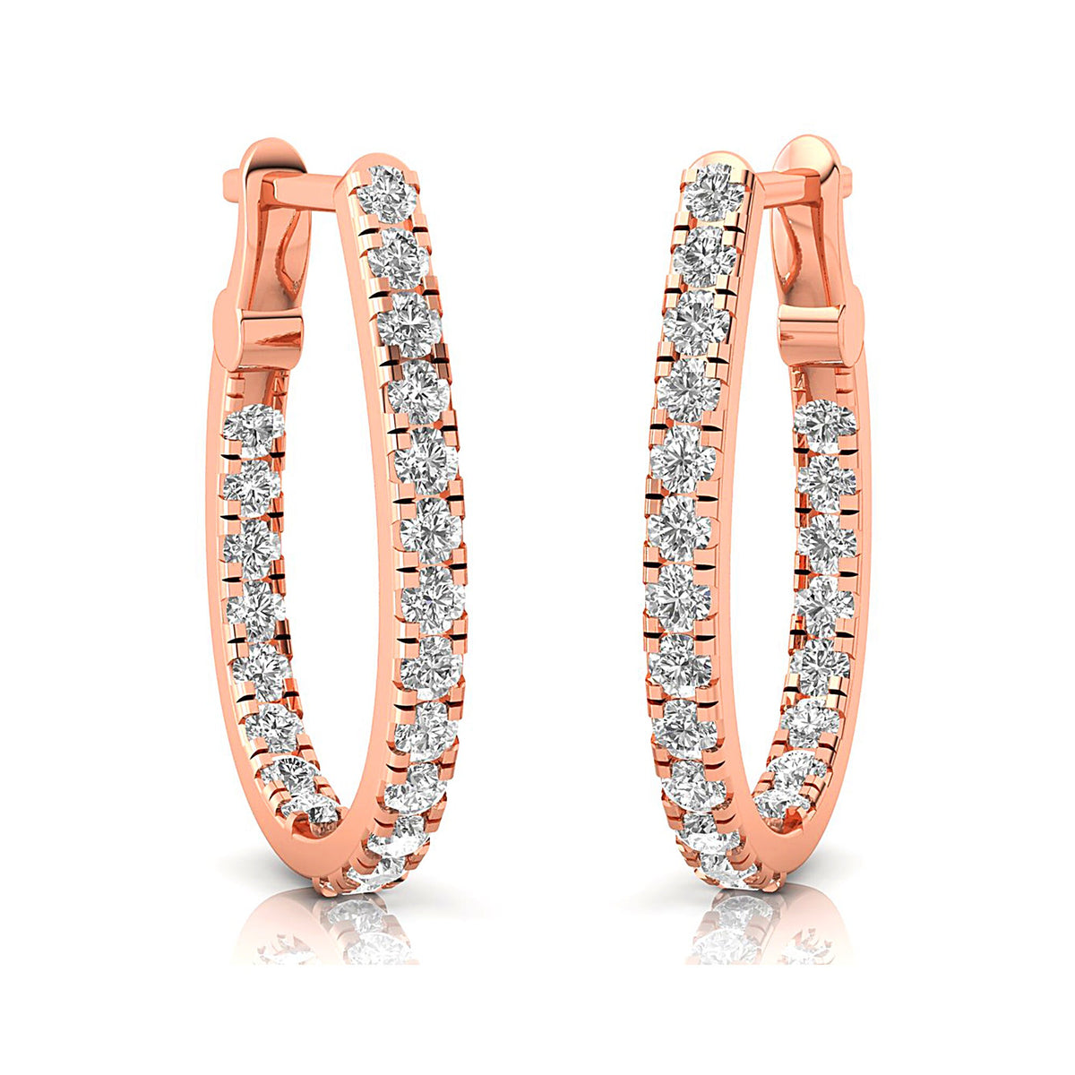 14k Rose Gold Diamond Huggie Earring S703