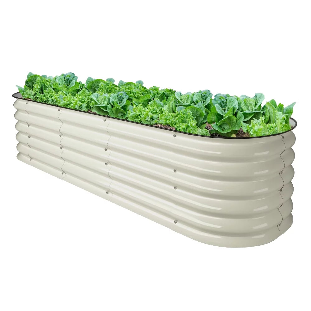 17" Tall Modular Corrugated Metal Raised Garden Bed Kit White 6.5'x2' F7680