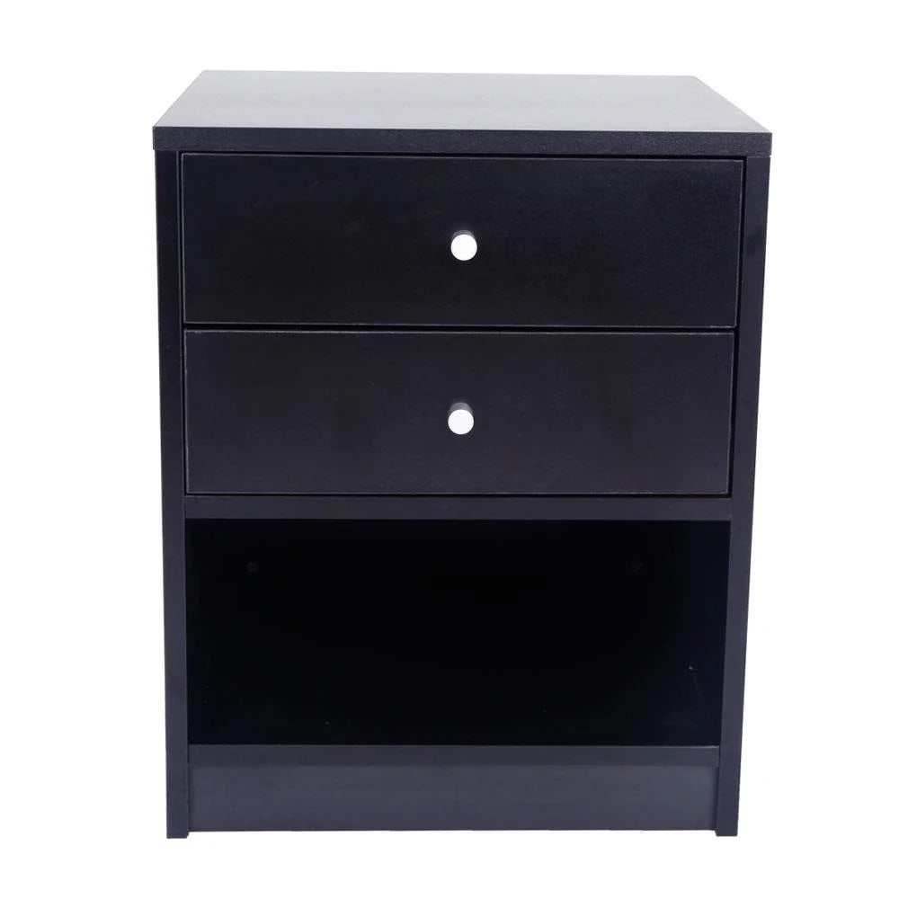 Black 2 Drawer Wood Nightstand X5935