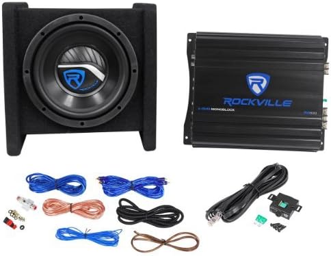 800 Watt Dual 8 Car Subwoofer Enclosure with Mono Amplifier and Amp Kit Z286