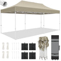10x20 Pop up Canopy Tent Heavy Duty Waterproof UV 50+ Khaki G91798