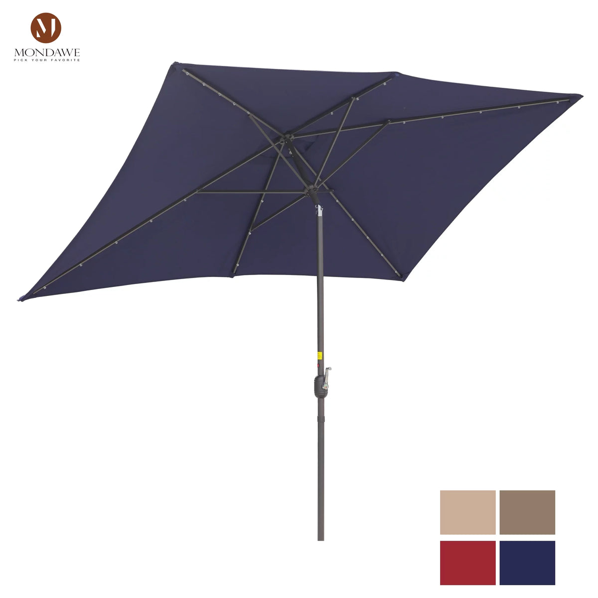 6.5 x 10ft Rectangular Patio Umbrella with 26 Led Lights K494
