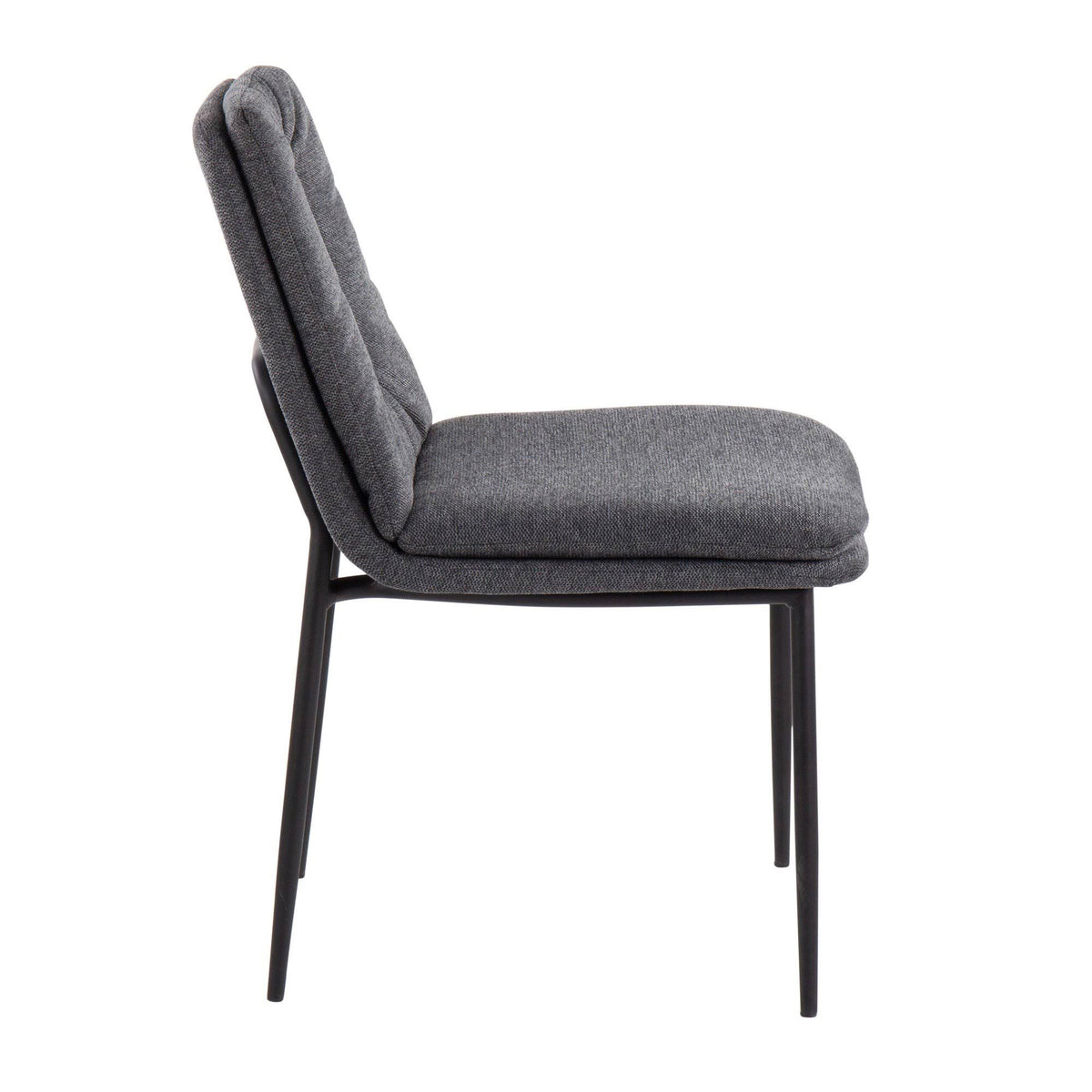 Cream Fabric and Black Steel Dining Chair Set of 2 I5502