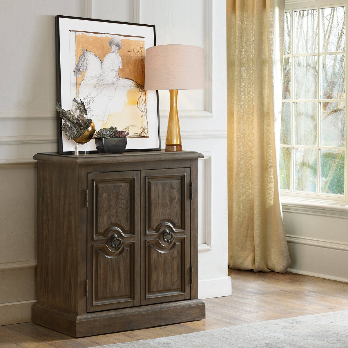 Oak Brown Two Door Accent Chest E11791