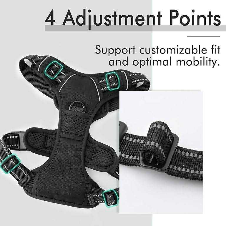 Adjustable Soft Padded Dog Harness with 2 Leash Clips B2993