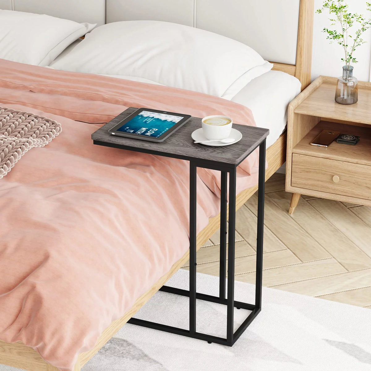 Small C Shaped End Table Grey E667334