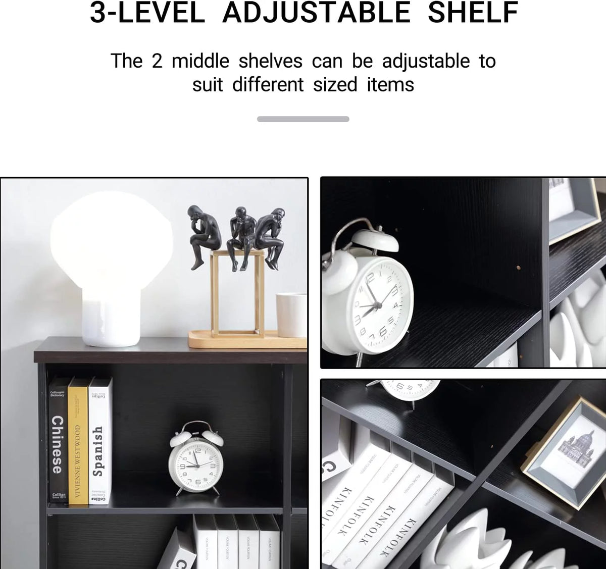 2 Tier 4 Open Shelf Wood Bookcase P9796