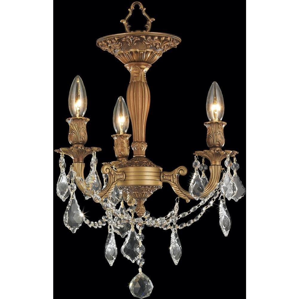 French Gold Finish Clear Crystal Semi Flush Mount P91151