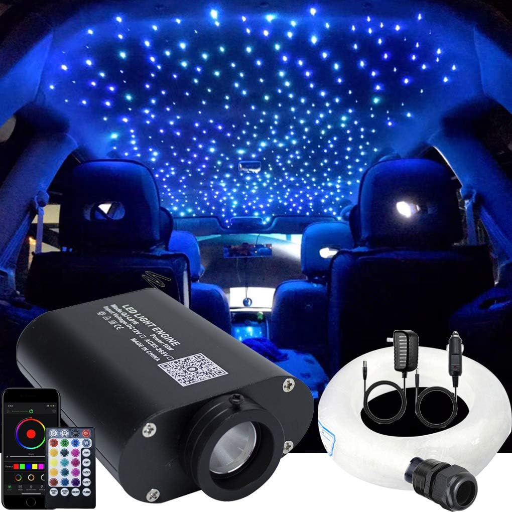 LED Bluetooth RGBW Fiber Optic Light Kit with 550pcs 0.03in 13.1ft Fibers X442786