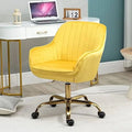 Beige Upholstered Boucle Swivel Desk Chair Q351822